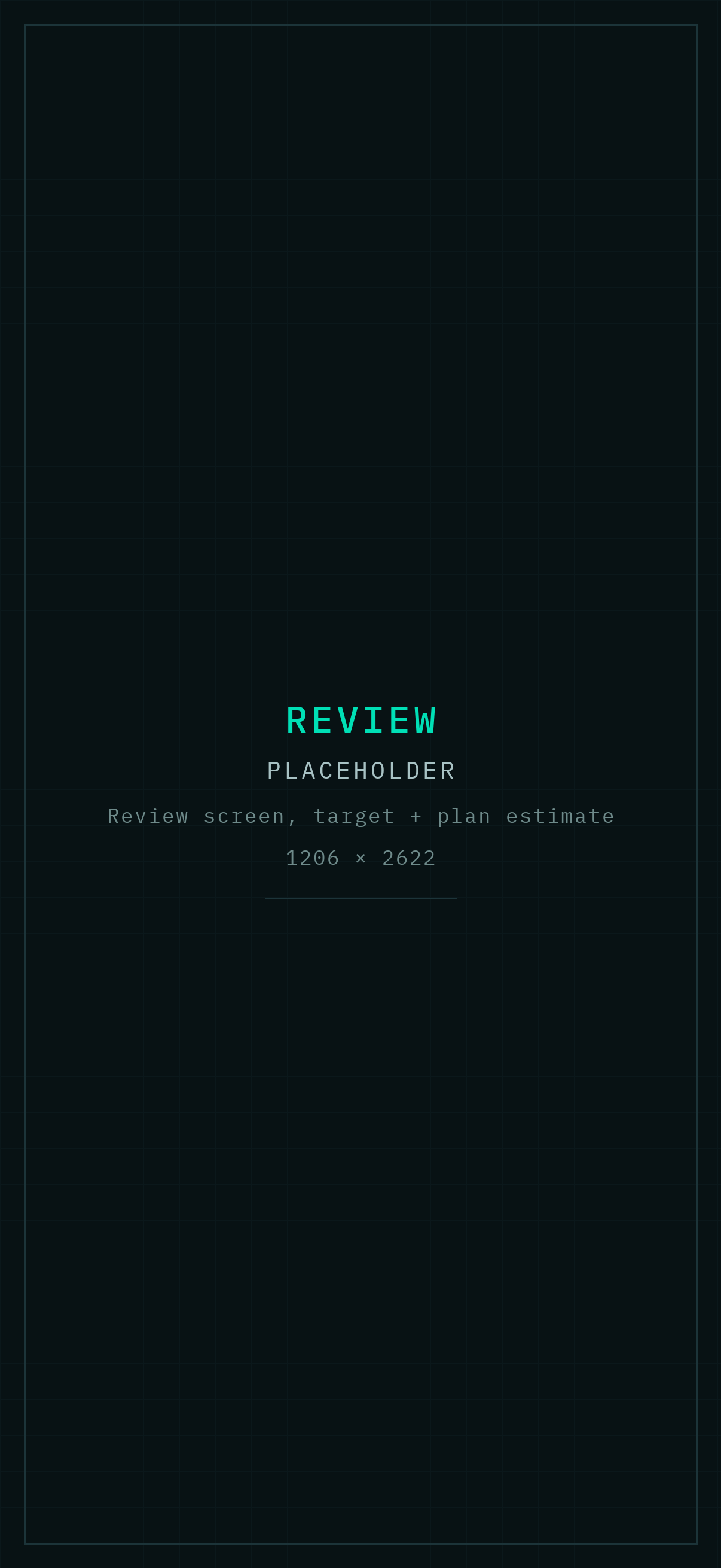 La schermata di revisione con la dimensione obiettivo e il piano stimato.